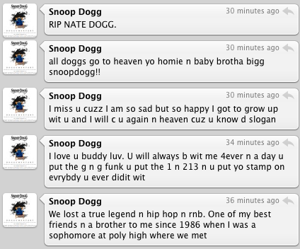 Snoop Dogg Comments On Nate Dogg's Passing